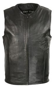 Club Vest CVM3740 Men’s Black Seamless Front and Back Design Leather Vest - Image 7