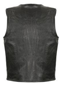 Club Vest CVM3740 Men’s Black Seamless Front and Back Design Leather Vest - Image 2