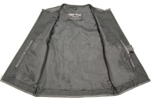 Club Vest CVM3740 Men’s Black Seamless Front and Back Design Leather Vest - Image 4