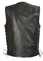 Club Vest CVM3741 Men’s Black Zipper Front Side Lace Leather Vest with Seamless Design - Image 2
