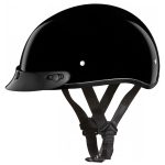 Close Out Daytona Helmets D1-A ‘Skull Cap’ HI-Gloss Black Half Face Helmet with Visor