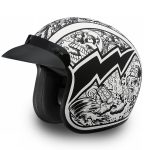 Close Out Clearance Daytona Helmets DC6-G ‘Cruiser’ Graffiti White and Black  ¾ Open Face Helmet - Image 3