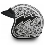 Close Out Clearance Daytona Helmets DC6-G ‘Cruiser’ Graffiti White and Black  ¾ Open Face Helmet - Image 4
