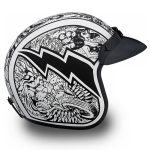Close Out Clearance Daytona Helmets DC6-G ‘Cruiser’ Graffiti White and Black  ¾ Open Face Helmet - Image 5
