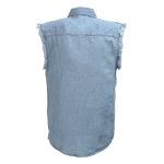 Milwaukee Leather DM1001 Men’s Blue Lightweight Denim Shirt with Frayed Cut Off Sleeveless Look - Image 4