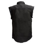 Milwaukee Leather DM1002 Men’s Black Lightweight Denim Shirt with Frayed Cut Off Sleeveless - Image 4