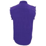 Milwaukee Leather DM1006 Men’s Purple Lightweight Denim Shirt with with Frayed Cut Off Sleeveless Look - Image 7