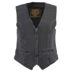 Milwaukee Leather DM1246 Women’s Black ‘V-Neck Collar’ Denim Vest - Image 5
