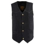 Milwaukee Leather DM1310 Men’s Black Classic Denim Western Style Cowboy Biker Vest w/ Snap Button Closure - Image 8