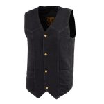 Milwaukee Leather DM1310 Men’s Black Classic Denim Western Style Cowboy Biker Vest w/ Snap Button Closure - Image 5