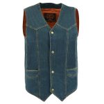 Milwaukee Leather DM1310 Men’s Classic Blue Denim Western Style Cowboy Biker Vest w/ Snap Button Closure - Image 6