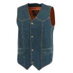 Milwaukee Leather DM1310 Men’s Classic Blue Denim Western Style Cowboy Biker Vest w/ Snap Button Closure - Image 5