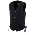 Milwaukee Leather DM1315 Men’s Black Classic Denim Western Style Cowboy Biker Vest with Adjustable Side Laces - Image 5