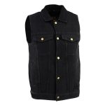 Milwaukee Leather DM1331 Men’s Black Denim Motorcycle Biker Riders Vest w/ Shirt Style Collar