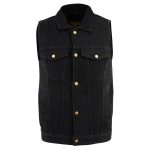 Milwaukee Leather DM1331 Men’s Black Denim Motorcycle Biker Riders Vest w/ Shirt Style Collar - Image 7