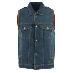 Milwaukee Leather DM1331 Men’s Blue Denim Motorcycle Biker Riders Vest w/ Shirt Style Collar - Image 7