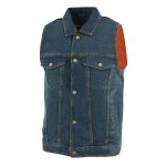 Milwaukee Leather DM1331 Men’s Blue Denim Motorcycle Biker Riders Vest w/ Shirt Style Collar - Image 5
