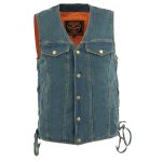 Milwaukee Leather DM1360 Men’s Classic Blue Denim Motorcycle Biker Riders Vest w/ Adjustable Side Laces - Image 8
