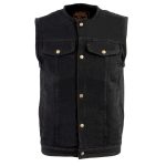 Biker’s Edge DM1937 Men’s Black Snap Front Denim Club Style Motorcycle Biker Rider Vest - Image 7