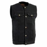 Biker’s Edge DM1937 Men’s Black Snap Front Denim Club Style Motorcycle Biker Rider Vest