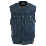 Biker’s Edge DM1937 Men’s Blue Snap Front Denim Club Style Motorcycle Biker Rider Vest - Image 7