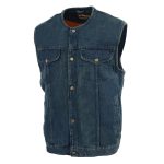 Biker’s Edge DM1937 Men’s Blue Snap Front Denim Club Style Motorcycle Biker Rider Vest - Image 6
