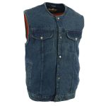 Biker’s Edge DM1937 Men’s Blue Snap Front Denim Club Style Motorcycle Biker Rider Vest