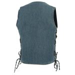 Milwaukee Leather DM1989 Men’s Blue Denim ’10 Pocket’ Motorcycle Bikers Rider Vest with Side Laces - Image 5