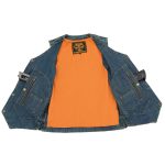 Milwaukee Leather DM1989 Men’s Blue Denim ’10 Pocket’ Motorcycle Bikers Rider Vest with Side Laces - Image 4
