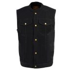 Milwaukee Leather DM2238 Men’s Classic Black Denim Club Style Vest with Snap Button Closure - Image 5