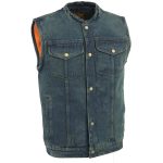 Milwaukee Leather DM2238 Men’s Classic Blue Denim Club Style Vest with Snap Button Closure