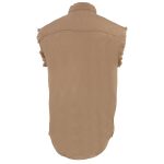 Milwaukee Leather DM4005 Men’s Beige Lightweight Denim Shirt with Frayed Cut Off Sleeveless - Image 7