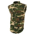Milwaukee Leather DM4010 Men’s Camo Lightweight Denim Shirt with Vintage and Frayed Sleeveless Look - Image 5