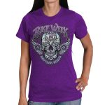 Hot Leathers EDL1061 Women’s 2023 Daytona Beach Antique Sugar Skull Purple T-Shirt