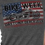 Hot Leathers EDL1063 Women’s 2023 Daytona Bike Week Bling Bike Grey T-Shirt - Image 2
