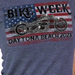 Hot Leathers EDL1064 Women’s 2023 Daytona Bike Week Bling Bike Heather Blue T-Shirt - Image 2