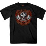Hot Leathers EDM1188 Men’s 2023 Daytona Bike Week Skull Pistons Black T-Shirt - Image 2