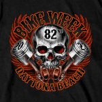 Hot Leathers EDM1188 Men’s 2023 Daytona Bike Week Skull Pistons Black T-Shirt - Image 3