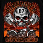 Hot Leathers EDM1188 Men’s 2023 Daytona Bike Week Skull Pistons Black T-Shirt - Image 4