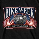 Hot Leathers EDM1192 Men’s 2023 Daytona Beach Vintage Patriot Black T-Shirt - Image 3