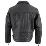 Genuine Leather EL1055 Men’s Black Classic Vented ‘Braided’ Moto Jacket with Utility Pocket - Image 2