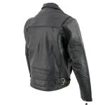 Genuine Leather EL1055 Men’s Black Classic Vented ‘Braided’ Moto Jacket with Utility Pocket - Image 8