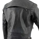 Genuine Leather EL1055 Men’s Black Classic Vented ‘Braided’ Moto Jacket with Utility Pocket - Image 5