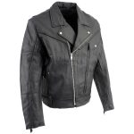 Genuine Leather EL1055 Men’s Black Classic Vented ‘Braided’ Moto Jacket with Utility Pocket - Image 6