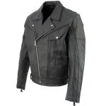 Genuine Leather EL1055 Men’s Black Classic Vented ‘Braided’ Moto Jacket with Utility Pocket - Image 7