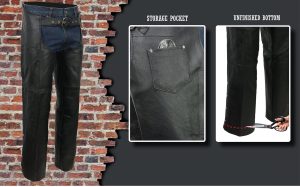 Event Biker EL1117BO Black Real Premium Leather Motorcycle Chaps for Men – Premium Leather Riding Chaps - Image 2