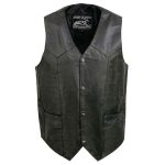 Event Leather EL1310GO Men’s Black Leather Classic Snap Button Biker Vest - Image 11