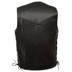 Event Leather EL1314GO Men’s Leather Black Classic Side Lace Biker Vest with Braiding - Image 3