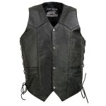Event Leather EL1315 Men’s Club Style Black Leather Motorcycle Riders Vest w/ Side Lace – Riding Club - Image 9