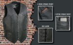 Event Leather EL1315 Men’s Club Style Black Leather Motorcycle Riders Vest w/ Side Lace – Riding Club - Image 2